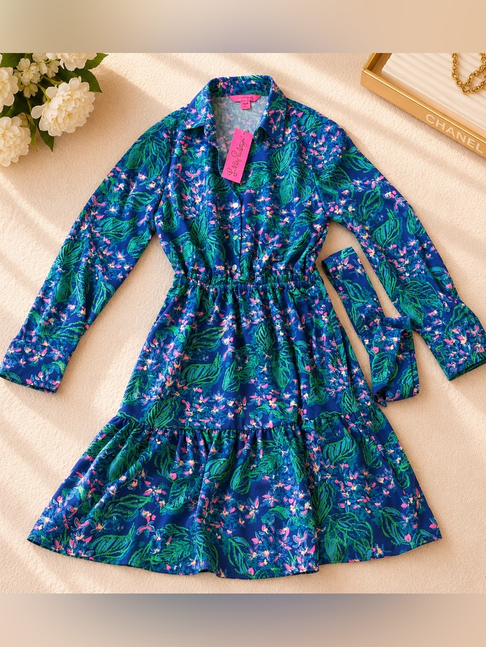 NWT Lilly Pulitzer Kensington Stretch Cotton Botanical Green Just Wing It Sz 0